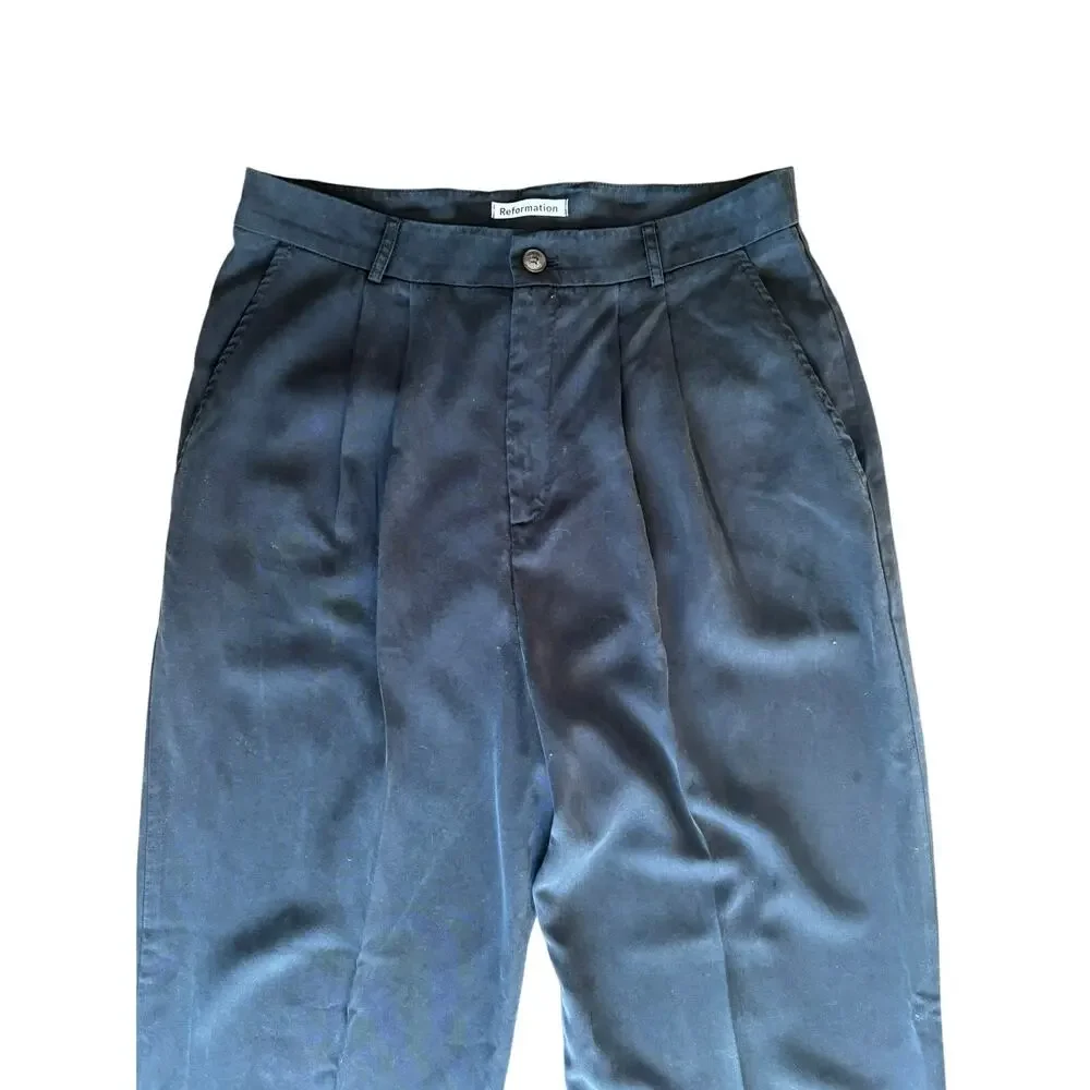 Reformation Women's Mason High Waist Wide Leg Black Pants Size 10 Sustainable - Picture 6 of 8